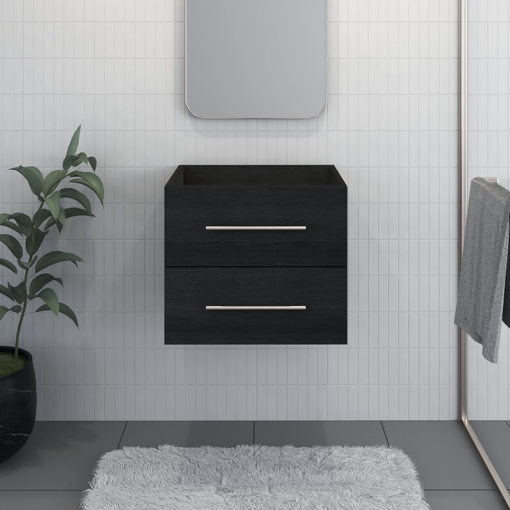 Napa 24" Modern Wall-Mounted Floating Bathroom Vanity with Round Handles Cabinet Only (Black Ash)