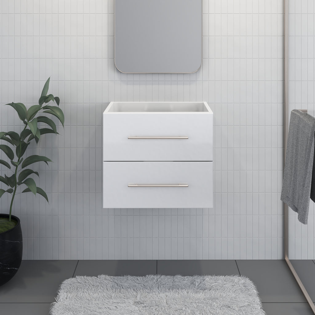 Napa Glossy 24" Modern Wall-Mounted Floating Bathroom Vanity with Round Handles Cabinet Only (Glossy White)