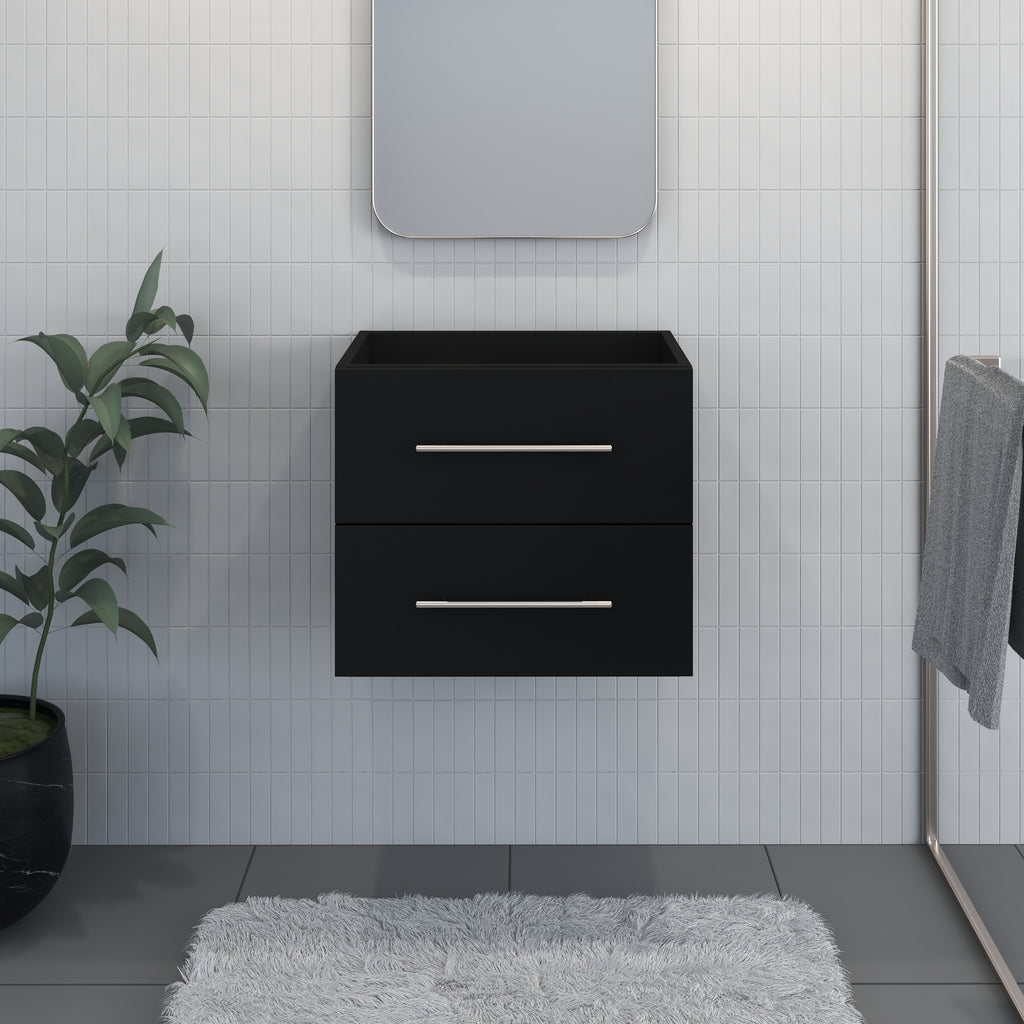 Napa 24" Modern Wall-Mounted Floating Bathroom Vanity with Round Handles Cabinet Only (Black)