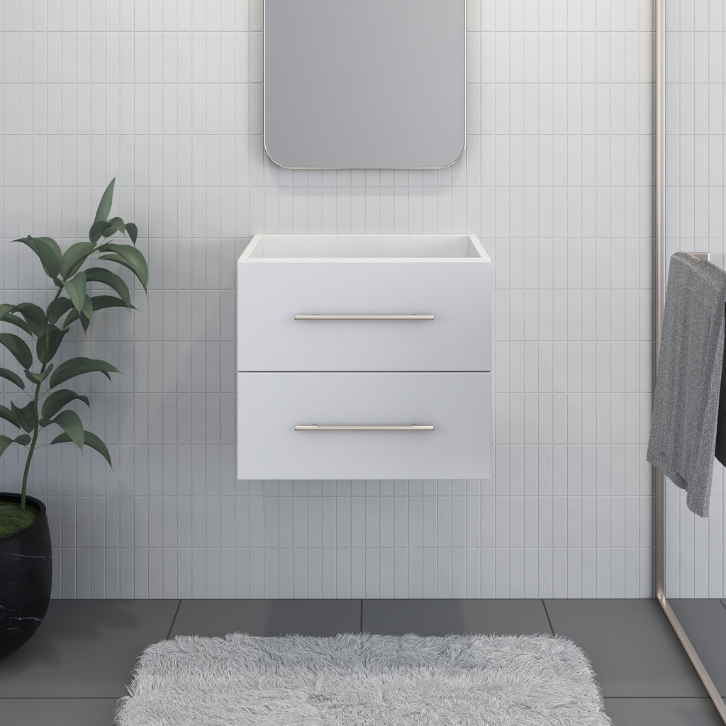 Napa 24" Modern Wall-Mounted Floating Bathroom Vanity with Round Handles Cabinet Only (White)