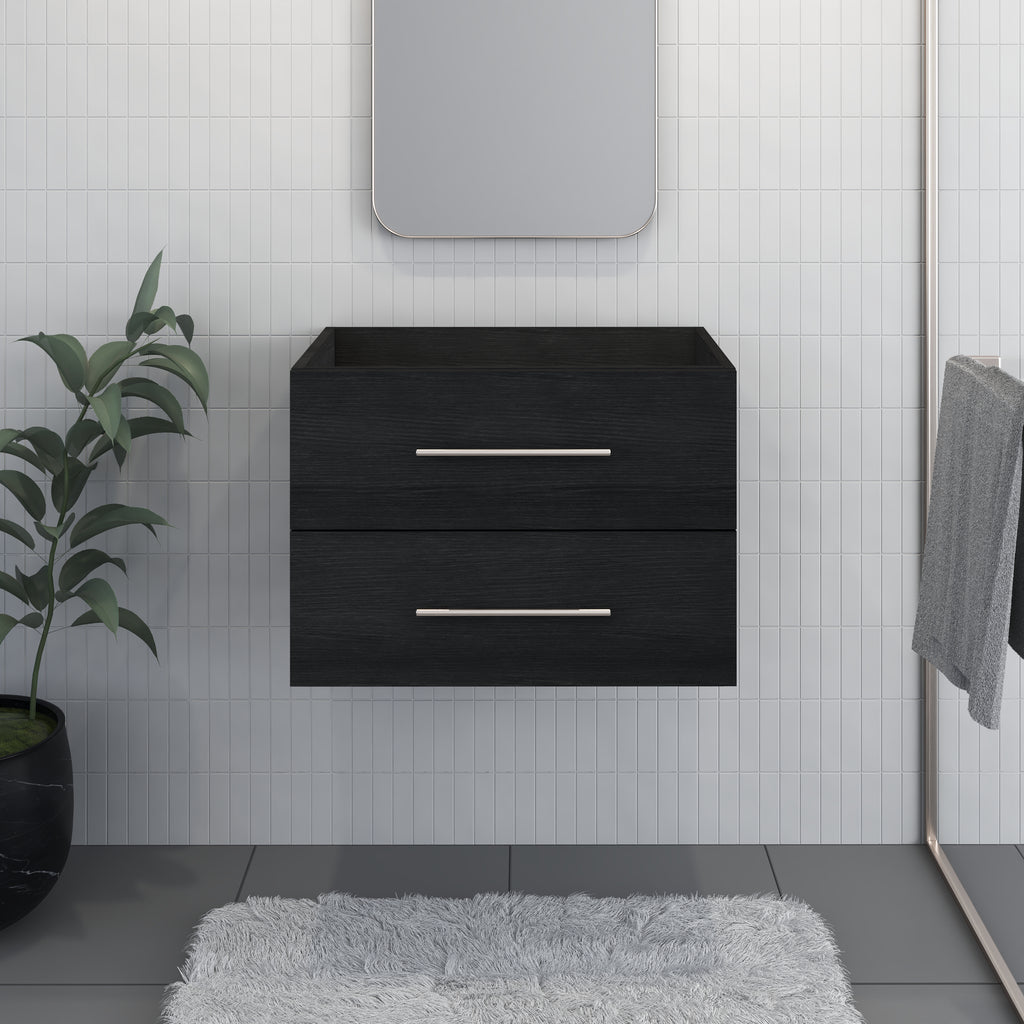 Napa 30" Modern Wall-Mounted Floating Bathroom Vanity with Round Handles Cabinet Only (Black Ash)