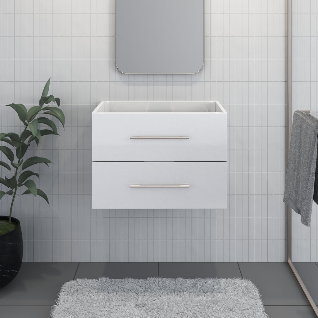 Napa Glossy 30" Modern Wall-Mounted Floating Bathroom Vanity with Round Handles Cabinet Only (Glossy White)