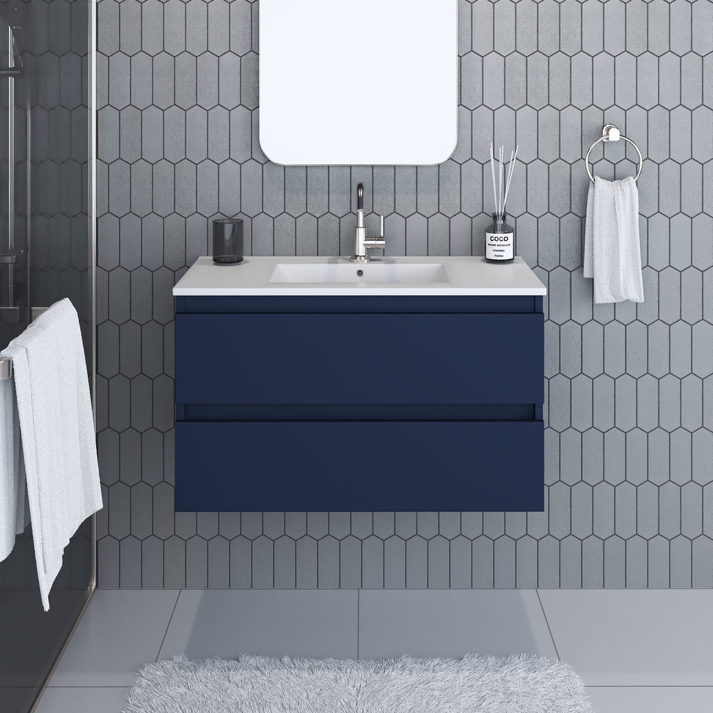 Salt 36 in. W x 18 in. D Bath Vanity in Navy Blue with Ceramic Vanity Top